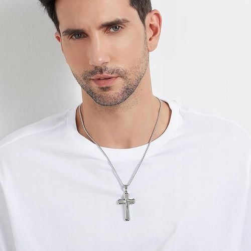 Srebrny ŁAŃCUSZEK z Krzyżykiem Męski WŁOSKI Krzyż ŁAŃCUCH Diamentowany na Arena.pl