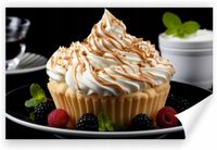 Fototapeta kuchenna PREMIUM STRUKTURA ZMYWALANA ciastko z bitą śmietaną