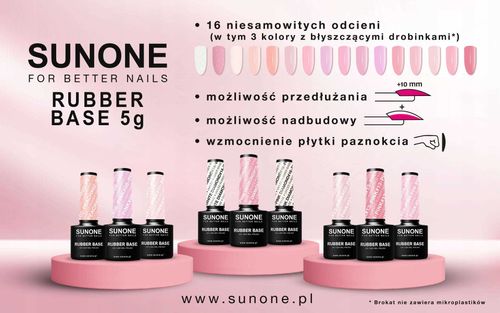 SUNONE Lakier Hybrydowy Rubber Base Pink 5g na Arena.pl