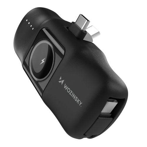Mini powerbank 5000mAh 15W USB-C i ładowarką do Apple Watch - czarny na Arena.pl