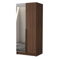 Szafa BONO II 100 cm z lustrem-pojemna garderoba-ORZECH WARMIA+ZŁOTY