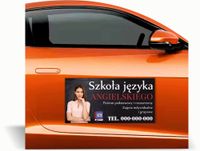 Magnes na samochód reklama magnetyczna 60x30 cm szkoła języka angielskiego