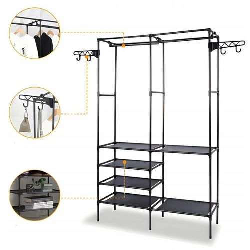 Wieszak na Ubrania Stojący Stojak Loft Czarny Wieszaki Podłogowy na Arena.pl