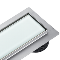BASIC White Glass Odpływ liniowy z panelem szklanym białym, 70 cm