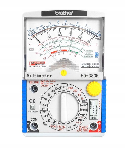 PROFESJONALNY MIERNIK ANALOGOWY MULTIMETR BROTHER HD-380K BUZZER TEST zdjęcie 2