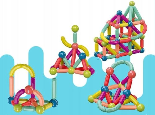 KLOCKI MAGNETYCZNE EDUKACYJNE MAGNETIC STICKS 64 ELEMENTY PREZENT na Arena.pl
