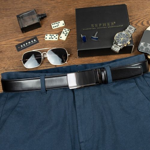 Pasek Skórzany SEPHER męski Automat CZARNY spodni na Arena.pl