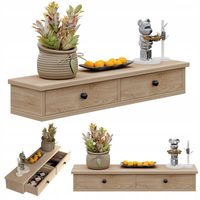 Półka wisząca z drzwiczkami jasny brąz nowoczesna szafka loft ścienna 64 cm