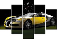 105CM 150CM ZEGAR 5 ELEM ŻÓŁTE BUGATTI VEYRON DRUK OBRAZ