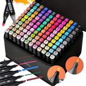 DWUSTRONNE MARKERY ALKOHOLOWE 120 SZT MARKERY PISAKI FLAMASTRY + TORBA ETUI