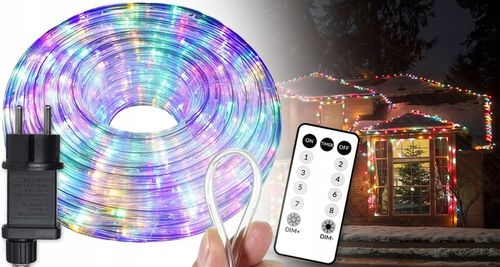 ZEWNĘTRZNY WĄŻ ŚWIETLNY LED ŚWIECĄCY ŁAŃCUCH RGB PROGRAMATOR 230V 60 metrów na Arena.pl