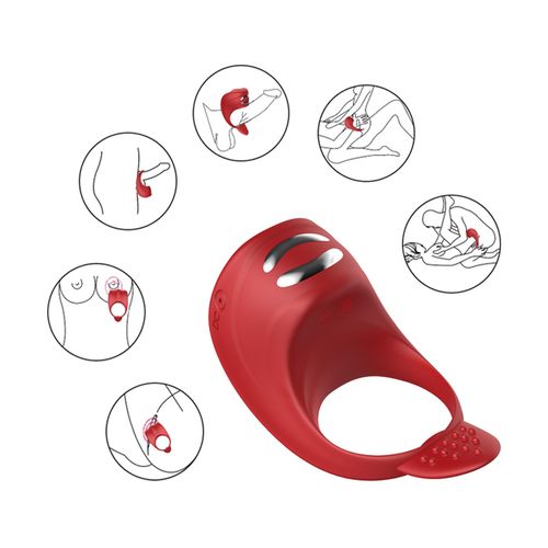 Wibrator-Silicone Ring Red USB 7 Function + Electro stim / remote control na Arena.pl