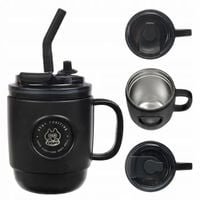 Kubek Termiczny ze Słomką Casno Booker 450 ml Czarny