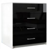 Komoda Do Salonu Na Ubrania 4 Szuflady Lana Czarny Połysk