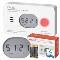 CZUJNIK CZADU DETEKTOR TLENKU WĘGLA GAZU CO 10 LAT + TERMOMETR + BATERIE