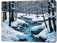 Obraz 90x70cm Rzeka przy Zimowej Porze