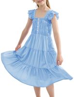 Sukienka letnia dziewczęca elegancka wiskoza niebieska 150 10-11 lat