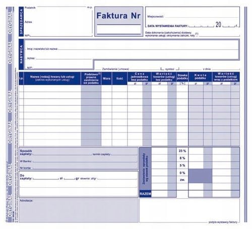 faktura vat 2/3 a4 pełna 102-2e na Arena.pl