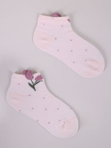 Skarpety dziewczęce bawełniane z elementem 3D kwiatki 3PAK 27-30 YOCLUB na Arena.pl