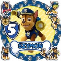 OPŁATEK NA TORT 30CM - PSI PATROL CHASE CZEJS + IMIĘ + GRATIS! 24CM 26CM