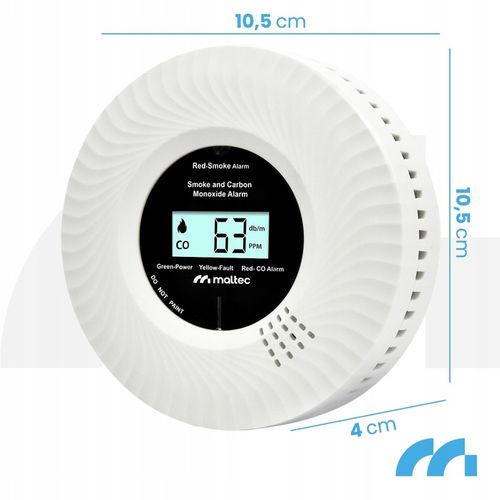 CZUJNIK CZADU I DYMU DETEKTOR TLENKU WĘGLA CERTYFIKOWANY ALARM 2w1 LCD na Arena.pl