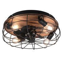 Plafon z wentylatorem TRONDHEIM R61105032 RL Light loft druciak drewniany czarny