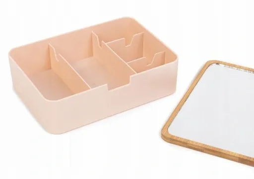 Organizer pojemnik różowy z lusterkiem NADRUK własny PREZENT URODZINY zdjęcie 10