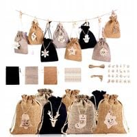 KALENDARZ ADWENTOWY WORECZKI JUTOWE DIY Zrób To Sam 24 sztuki Wiszące 10x14