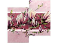 60X60CM ZEGAR SŁODYCZ MAGNOLII PUDROWYM RÓŻU OBRAZ DREWNO ŚCIAN KWADRAT