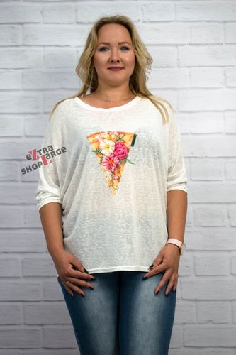 BLUZKA PIZZA KWIATY plus size blue shadow na Arena.pl