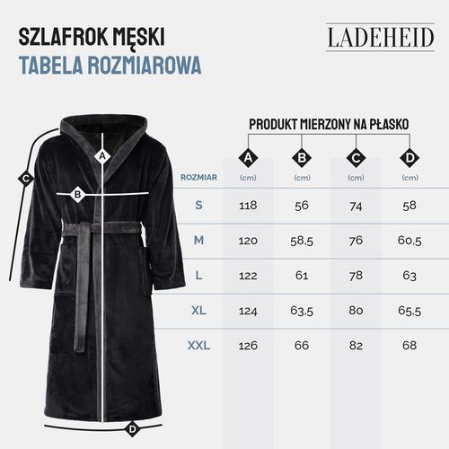 Szlafrok męski z kapturem ciepły miękki 2 kieszenie LA-221 Czarny XL na Arena.pl