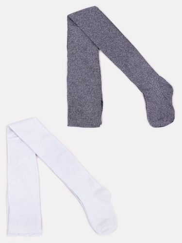 Rajstopy dziewczęce z lurexem ciemnoszaro-białe 2PAK 128-134 YOCLUB na Arena.pl