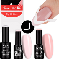 NTN Zestaw Classic French 2x Lakier Hybrydowy 5g + Żel+Naklejki Paski Nr305