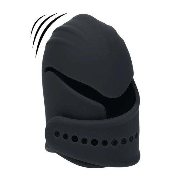 Adjustable Vibrating Silicone Penis Head Stimulator - Black zdjęcie 1