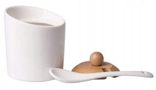 CUKIERNICA CUKIERNICZKA Z ŁYŻECZKĄ Z POKRYWKĄ BIAŁA POJEMNIK NA CUKIER na Arena.pl