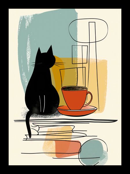 Plakat 13x18cm Kot i Kawa zdjęcie 2