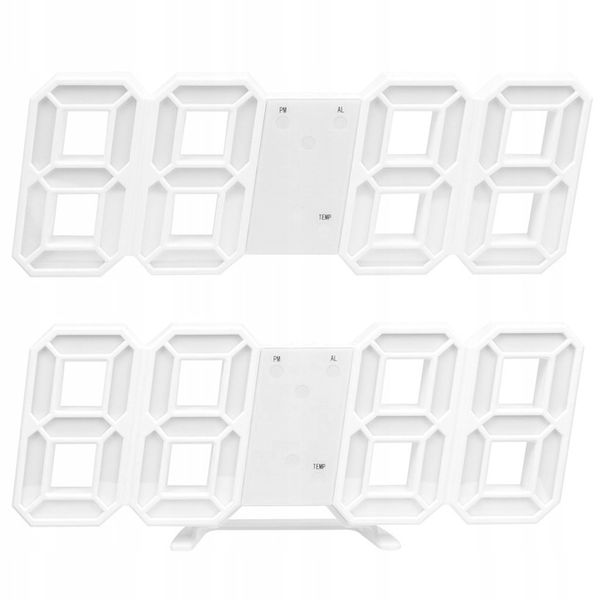 4w1 Zegar cyfrowy LED 3D ścienny stojący budzik termometr data alarm zdjęcie 10