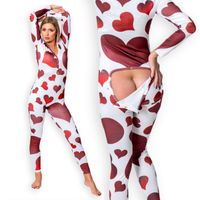 PIŻAMA DAMSKA PREZENT NA WALENTYNKI DLA DZIEWCZYNY ROZPINANA SERCA S