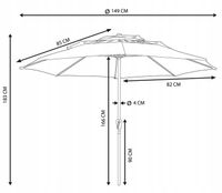 PARASOL PRZECIWSŁOENCZNY 170 CM DUŻY LEKKI OGRODOWY PLAŻOWY SKŁADANY ŁAMANY