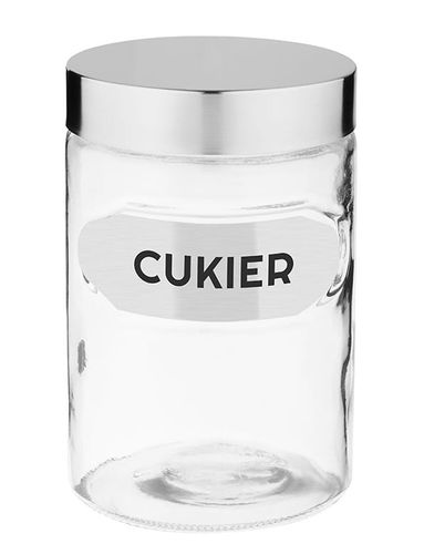 Pojemnik spożywczy słoik szklany OZZY napis CUKIER 1250 ml przezroczysty na Arena.pl