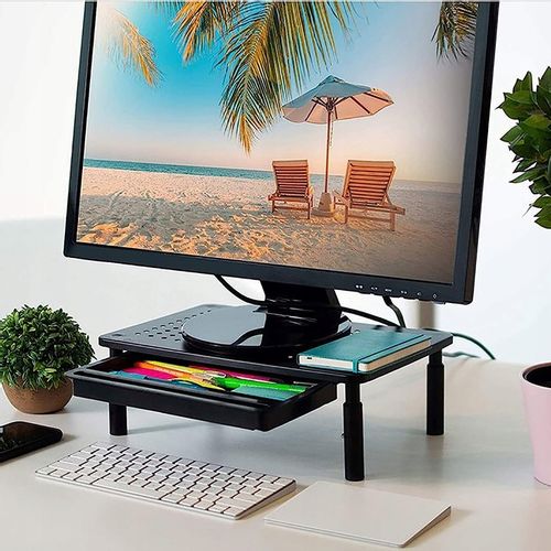 PODSTAWKA POD MONITOR LAPTOP REGULOWANA Z SZUFLADĄ METALOWA GAMINGOWA na Arena.pl