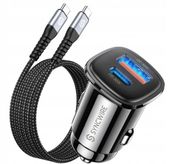 ŁADOWARKA SAMOCHODOWA 60 W USB TYP C - USB TYP C 1,5 m SYNCWIRE SW-XC769