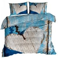 Pościel 3D bawełna satyna 140x200cm NIEBIESKIE SERCE