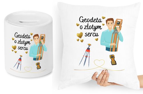 Dla Geodety Zestaw Poduszka + Skarbonka Prezent Z Nadrukiem Ze Zdjęciem na Arena.pl