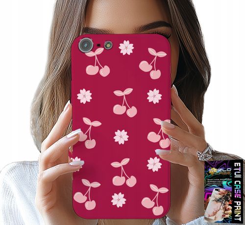 ETUI DO IPHONE 5 / 5S / 5C - WISIENKI, WIŚNIE NA BORDOWYM TLE + FOLIA na Arena.pl