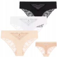 Majtki Damskie Figi Bikini Bawełniane Koronkowe Seksowne 3-PAK MORAJ -XXL
