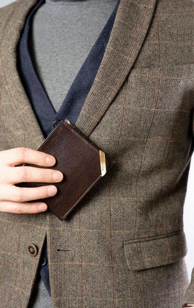 Portfel męski ze złotym akcentem Rovicky Brązowy zdjęcie 5