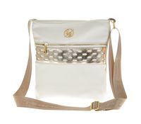 Laura Biaggi - torebka listonoszka biały groszek wstawka ażur złoty KB257