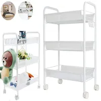 Półka łazienkowa kuchenna szafka na kółkach regał metalowy 3 poziomy