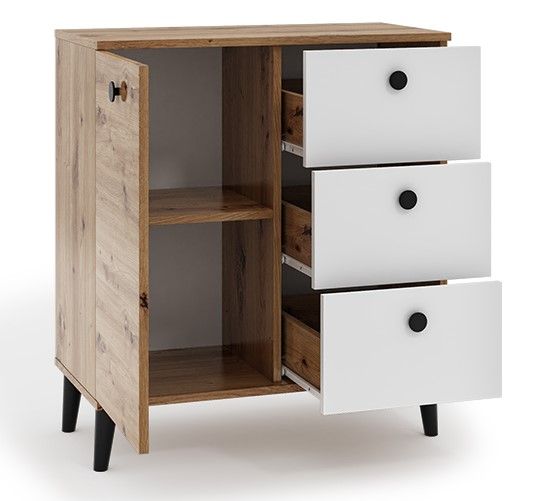 Komoda C1 skandynawska, artisan + biały zdjęcie 1